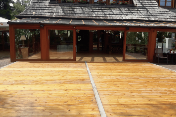 Parkiet Taneczny Zewnętrzny 10x14 m – Drewniany, Lakierowany, na Stelażu - obrazek 2