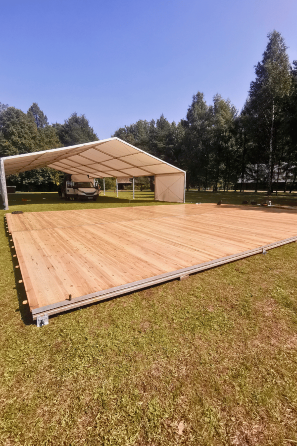 Parkiet Taneczny Zewnętrzny 10x14 m – Drewniany, Lakierowany, na Stelażu - obrazek 5