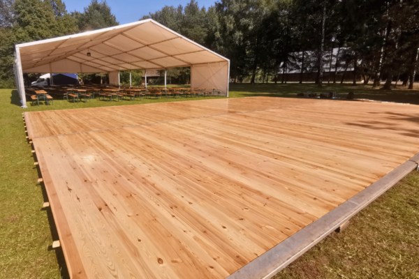 Parkiet Taneczny Zewnętrzny 10x14 m – Drewniany, Lakierowany, na Stelażu - obrazek 7