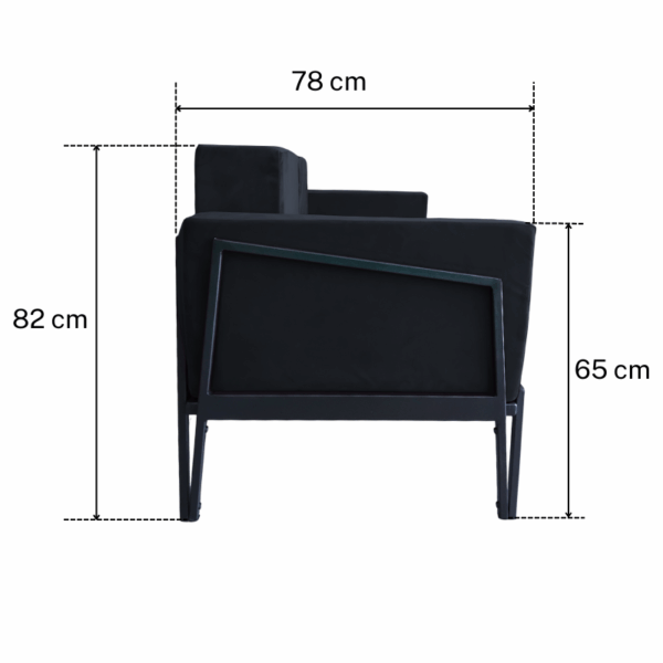 Sofa Eventowa Midi Czarna – 2-osobowa z Kolekcji V - obrazek 3