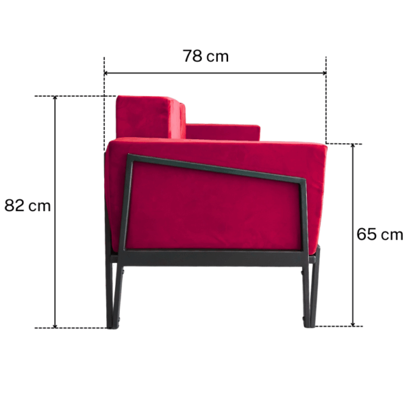 Sofa Eventowa Midi Czerwona  – 2-osobowa z Kolekcji V - obrazek 3